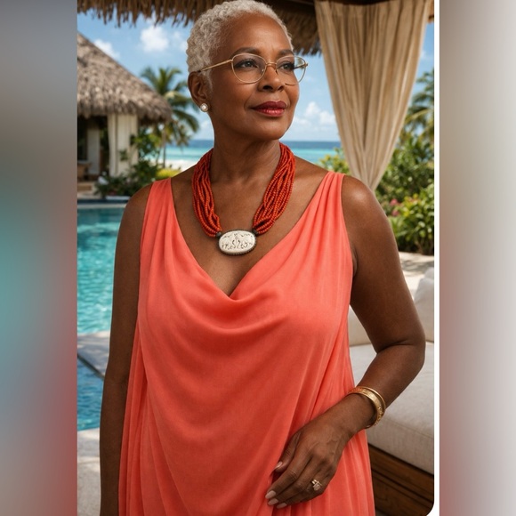 Jewelry - Handcrafted Red Multi-Strand Beaded Necklace with Oval Carved Elephant Pendant